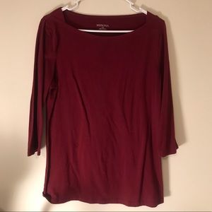 Large 3/4 sleeve maroon shirt, great condition